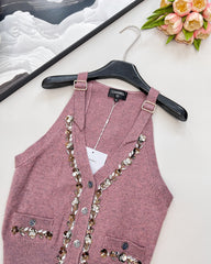 25SS new beaded knitted vest
