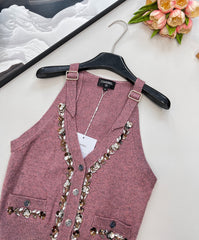 25SS new beaded knitted vest