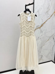 C 25Ss Spring and Summer Latest Heavy Weaving Lace Splicing Tulle Dress