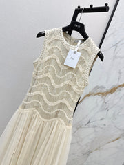 C 25Ss Spring and Summer Latest Heavy Weaving Lace Splicing Tulle Dress