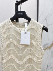 C 25Ss Spring and Summer Latest Heavy Weaving Lace Splicing Tulle Dress