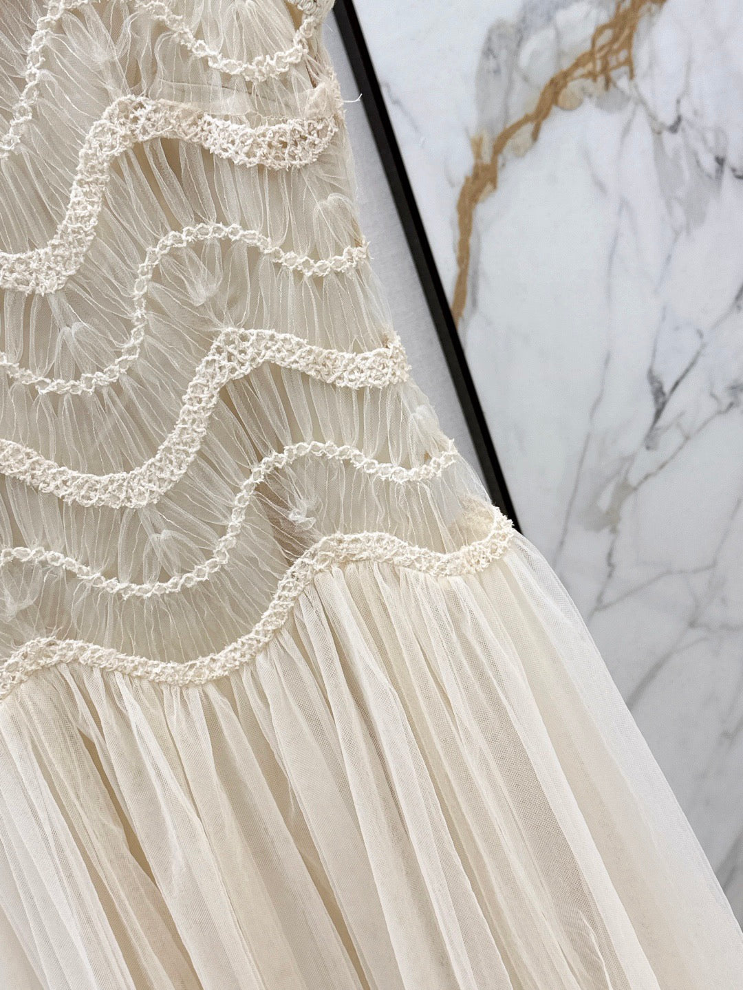 C 25Ss Frühling und Sommer Neuestes schweres gewebtes Spitzenspleiß-Tüllkleid