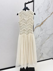 C 25Ss Spring and Summer Latest Heavy Weaving Lace Splicing Tulle Dress