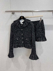 French palace style sequined ruffled jacket + skirt