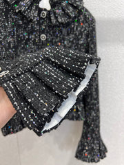 French palace style sequined ruffled jacket + skirt