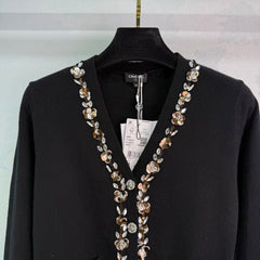 Beaded Flower Knit Cardigan