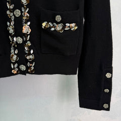 Beaded Flower Knit Cardigan