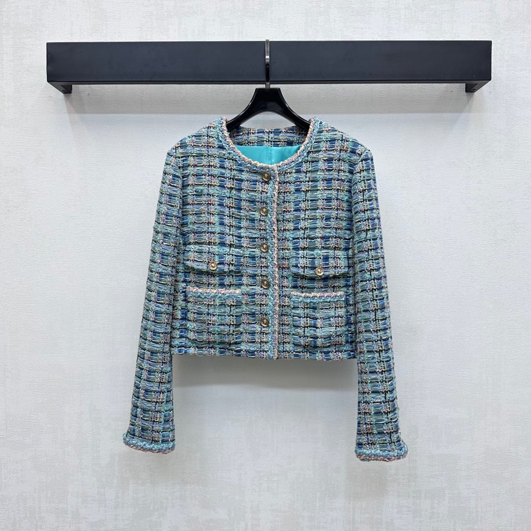 Geflochtene Anzugjacke mit eingefasstem Saum