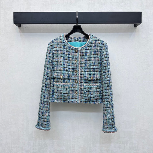 Geflochtene Anzugjacke mit eingefasstem Saum