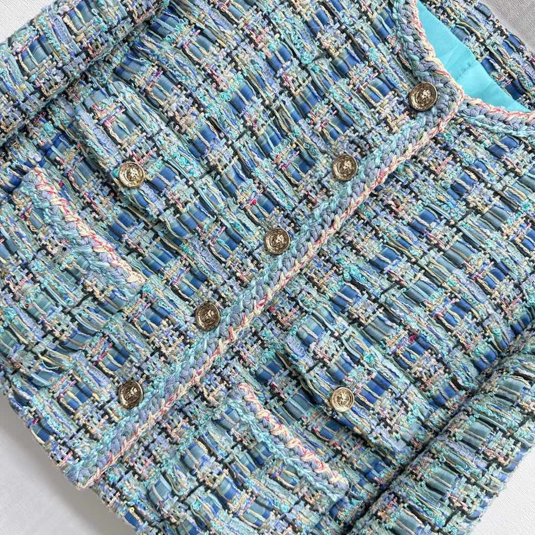 Geflochtene Anzugjacke mit eingefasstem Saum