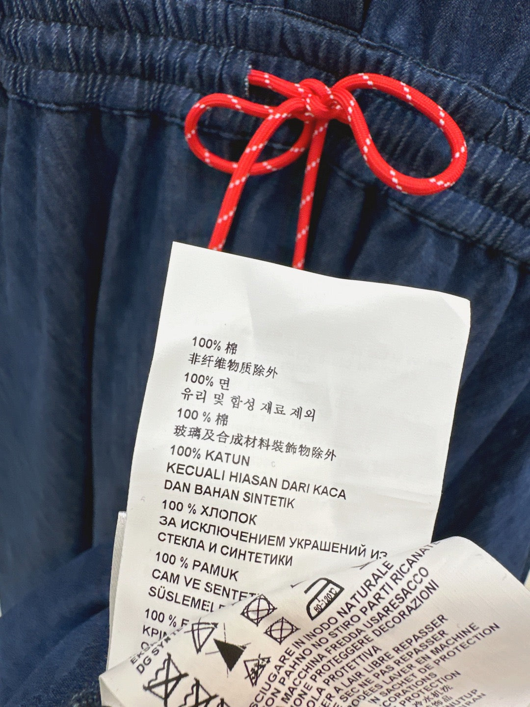 Drop-shoulder long denim dress