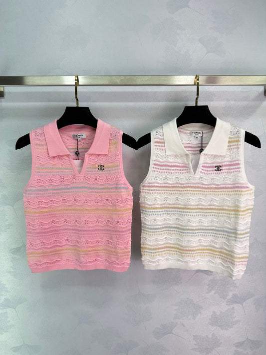 Knitted lapel vest
