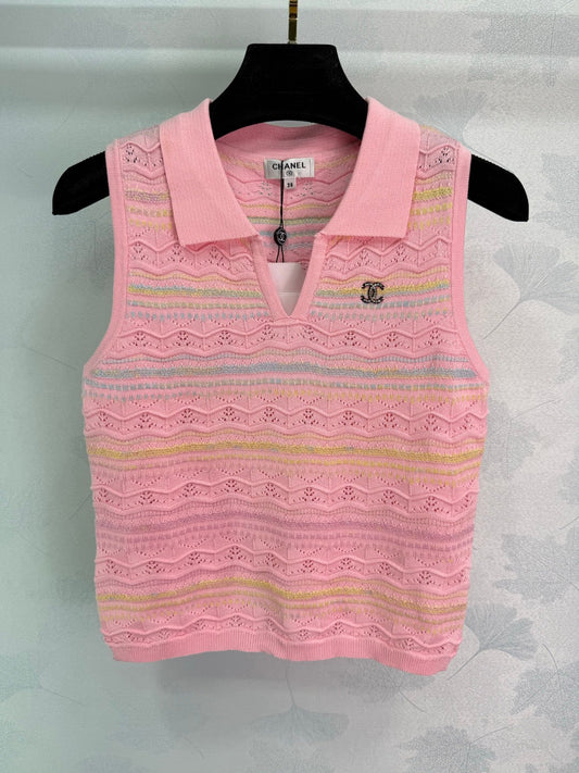 Knitted lapel vest