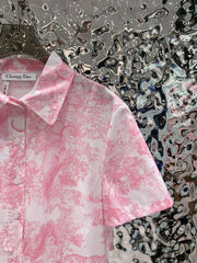 Short-sleeved printed long skirt
