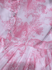 Short-sleeved printed long skirt