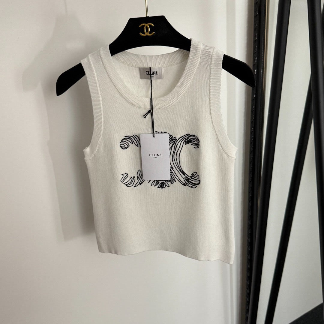 Slim-Fit-Strickweste mit Skizzenstickerei