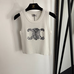 Sketch embroidered slim-fit knit vest