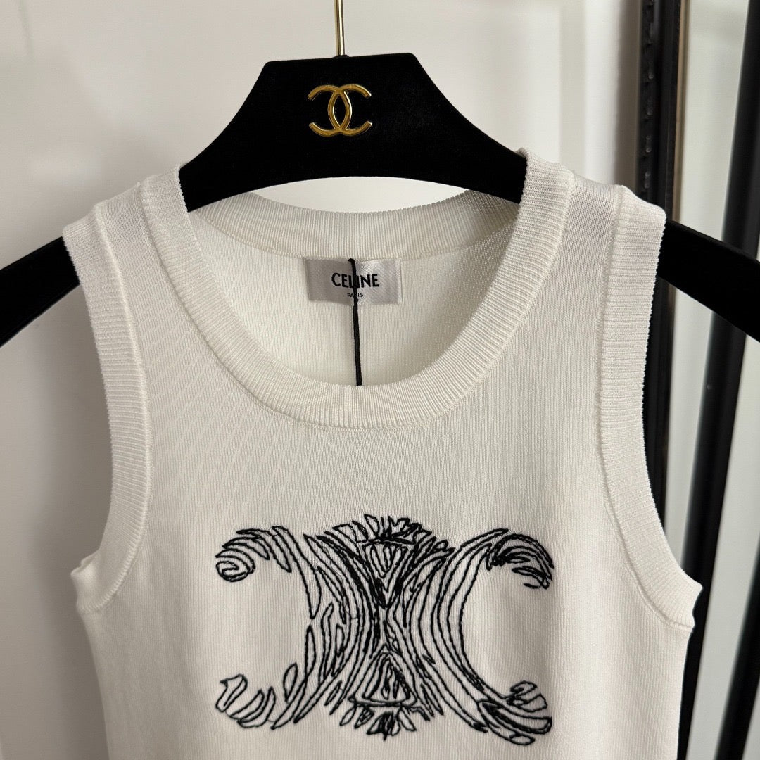 Slim-Fit-Strickweste mit Skizzenstickerei