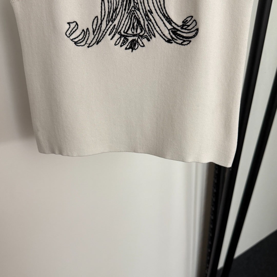 Slim-Fit-Strickweste mit Skizzenstickerei