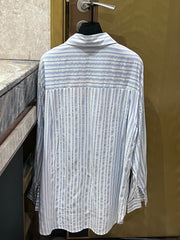 Chemise à rayures et strass à épaules tombantes 