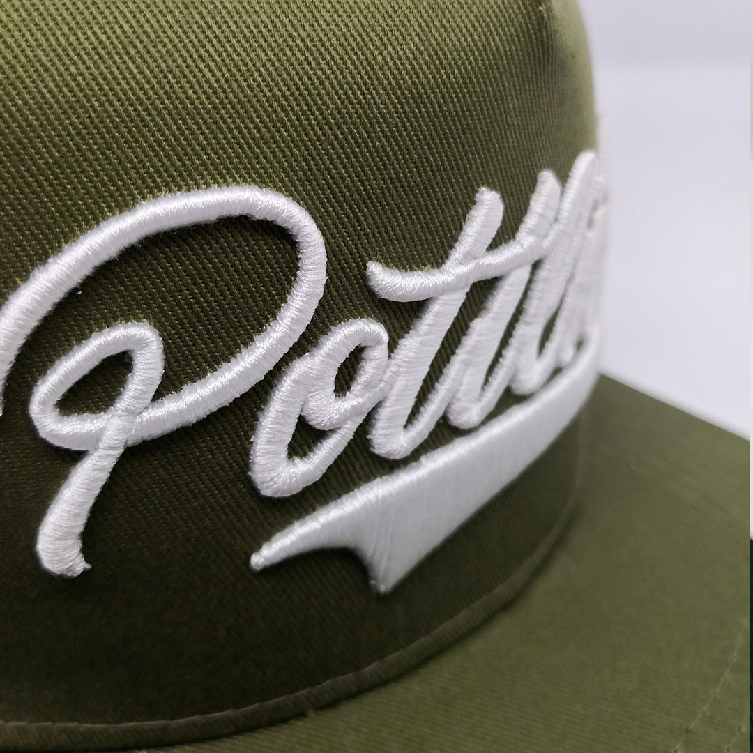 POTTLIEBE Snapback - Oliv Weiß 