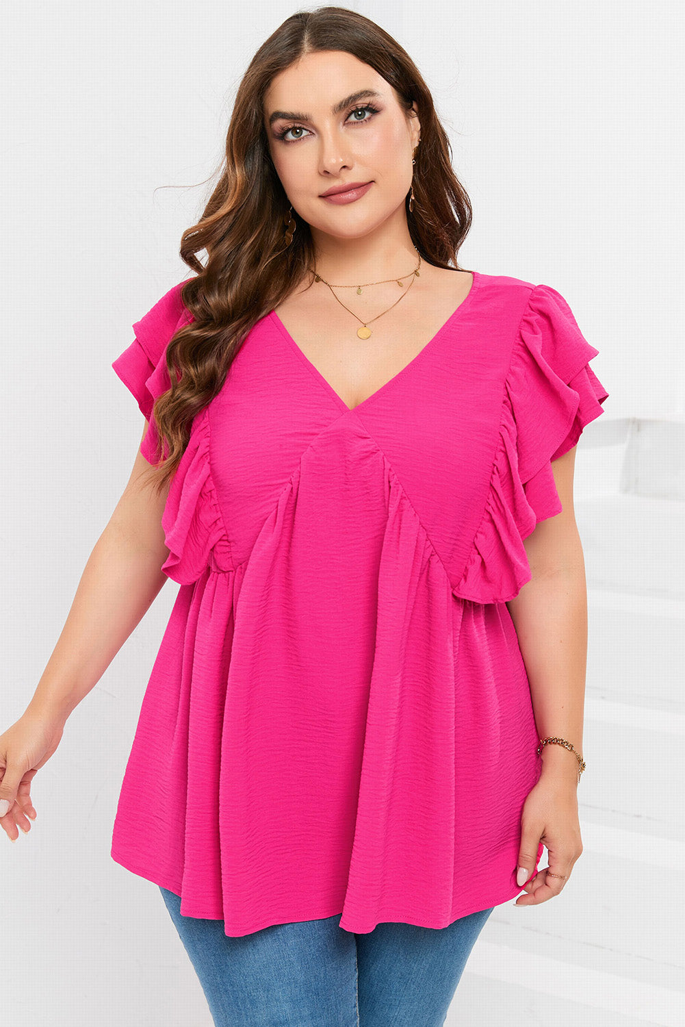 Plus Size Ruffle tie back top