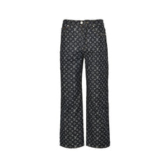 24Fw Heavy duty full print jacquard pearl button straight leg jeans