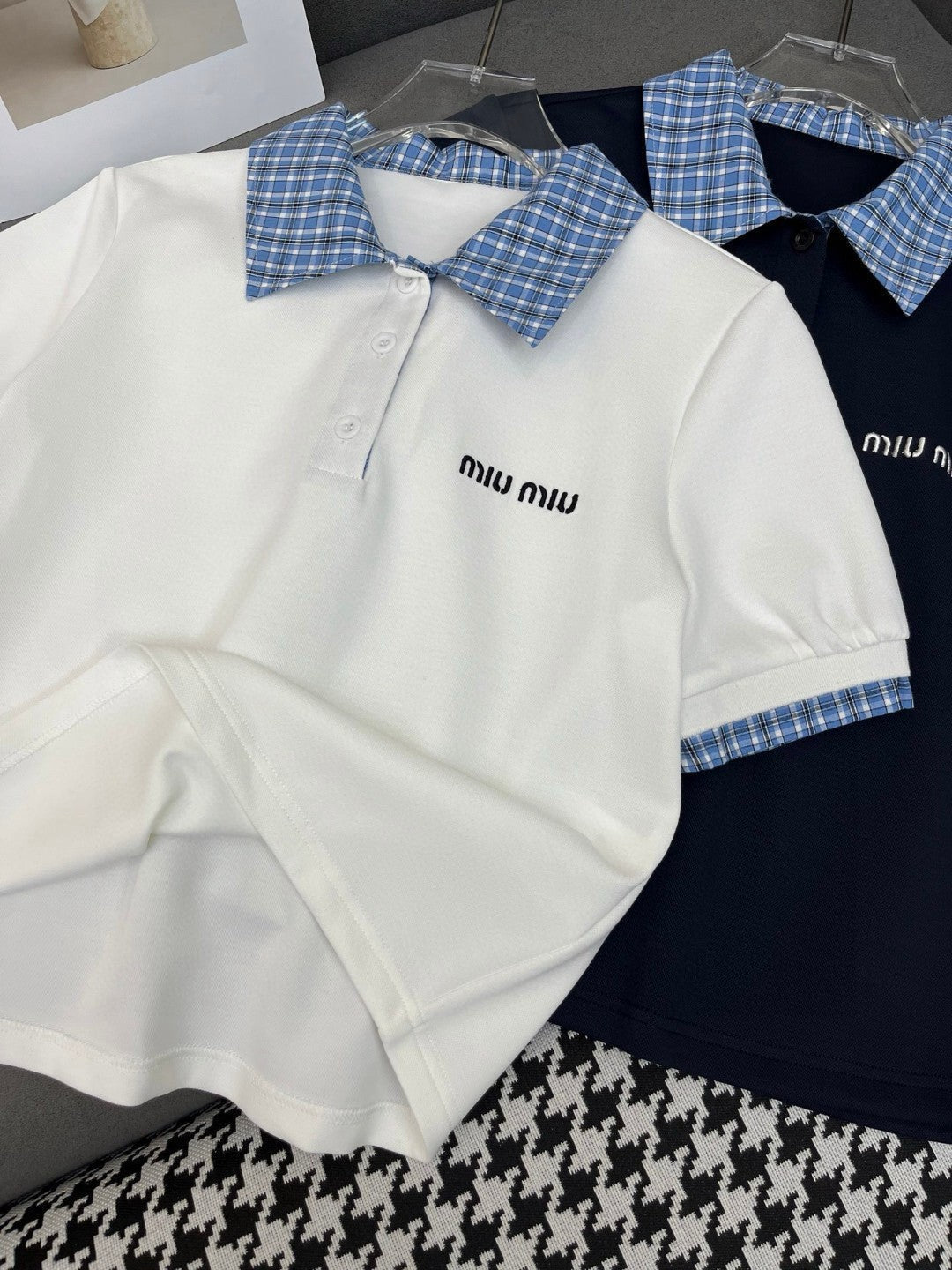 Gingham-Trimmed Polo Co-ord Sets