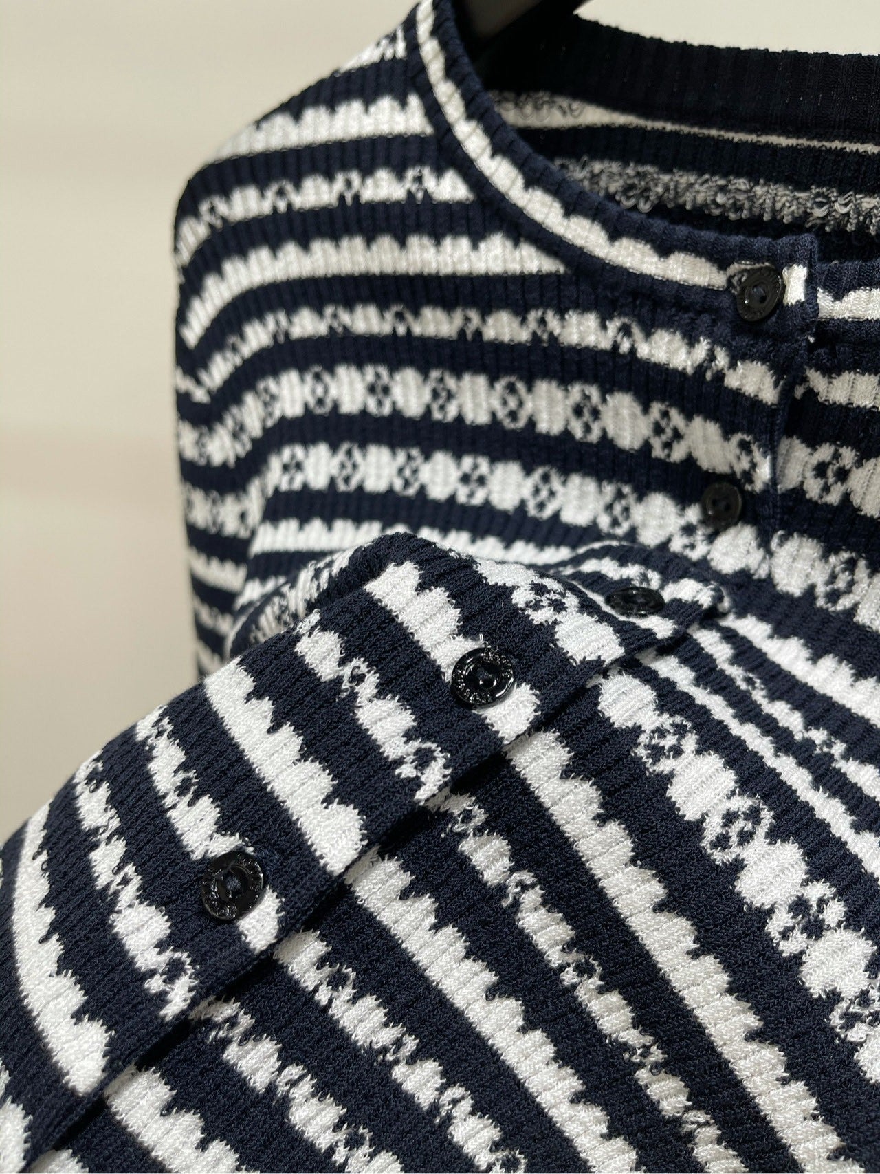 Monogram-Striped Knit Cardigan