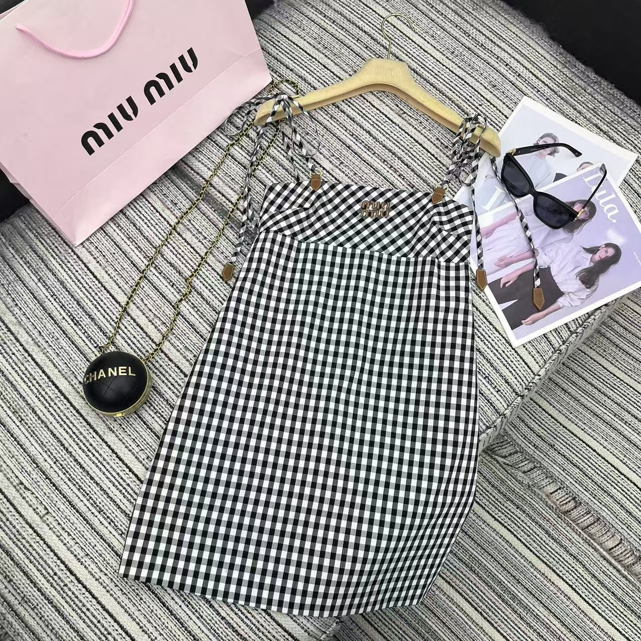 Robe nuisette à carreaux vichy noir et blanc