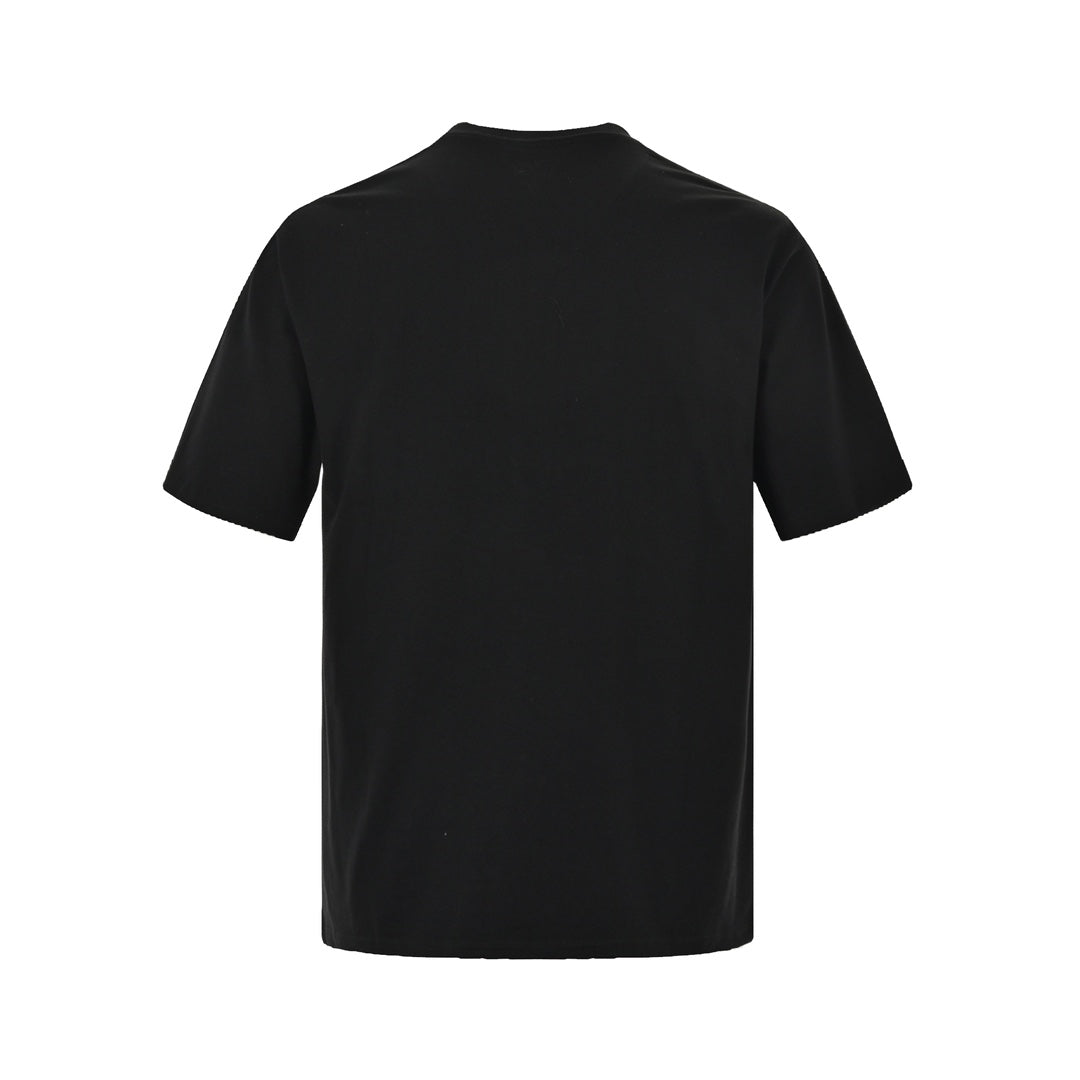 Einfarbiges Kurzarm-T-Shirt mit aufgesticktem Logo-Buchstaben