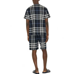 Checked knitted short sleeves