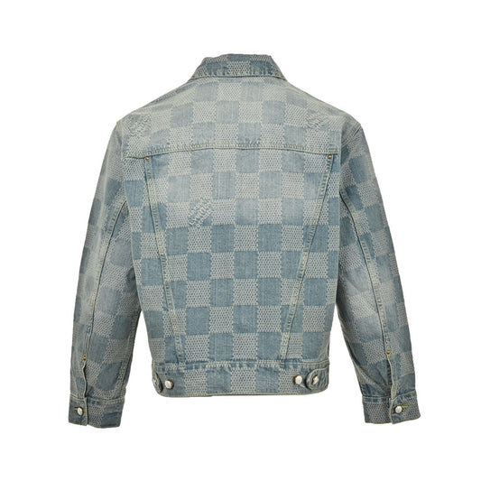 veste en jean à damier