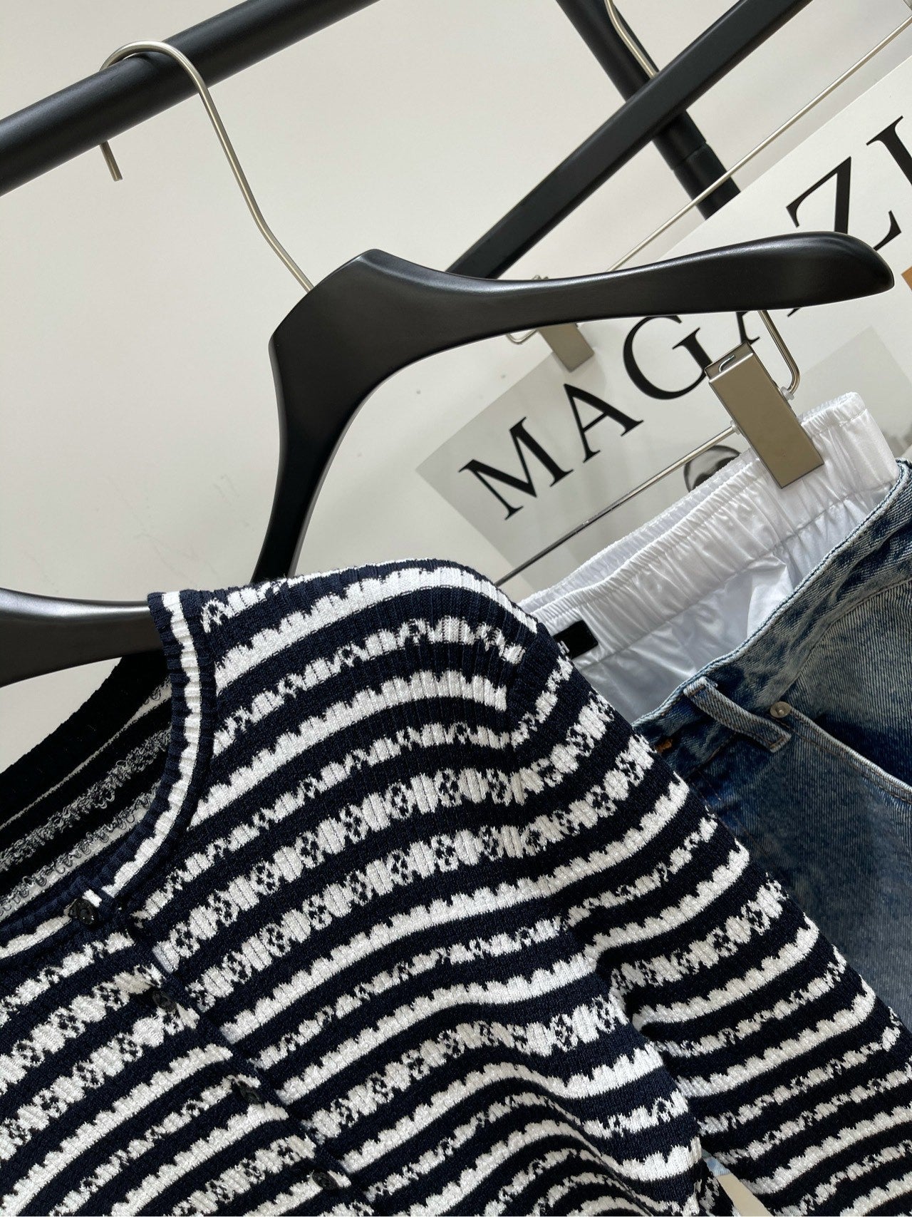 Monogram-Striped Knit Cardigan