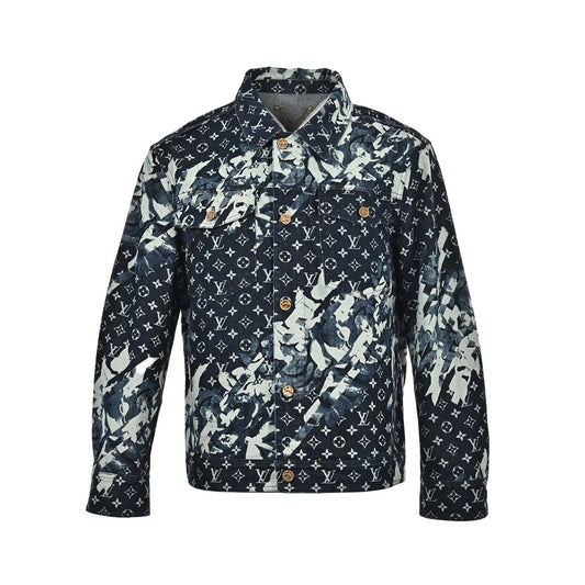 Veste en jean bleu à col pointu presbyte