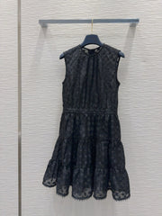 Black Lace Tiered Midi Dress