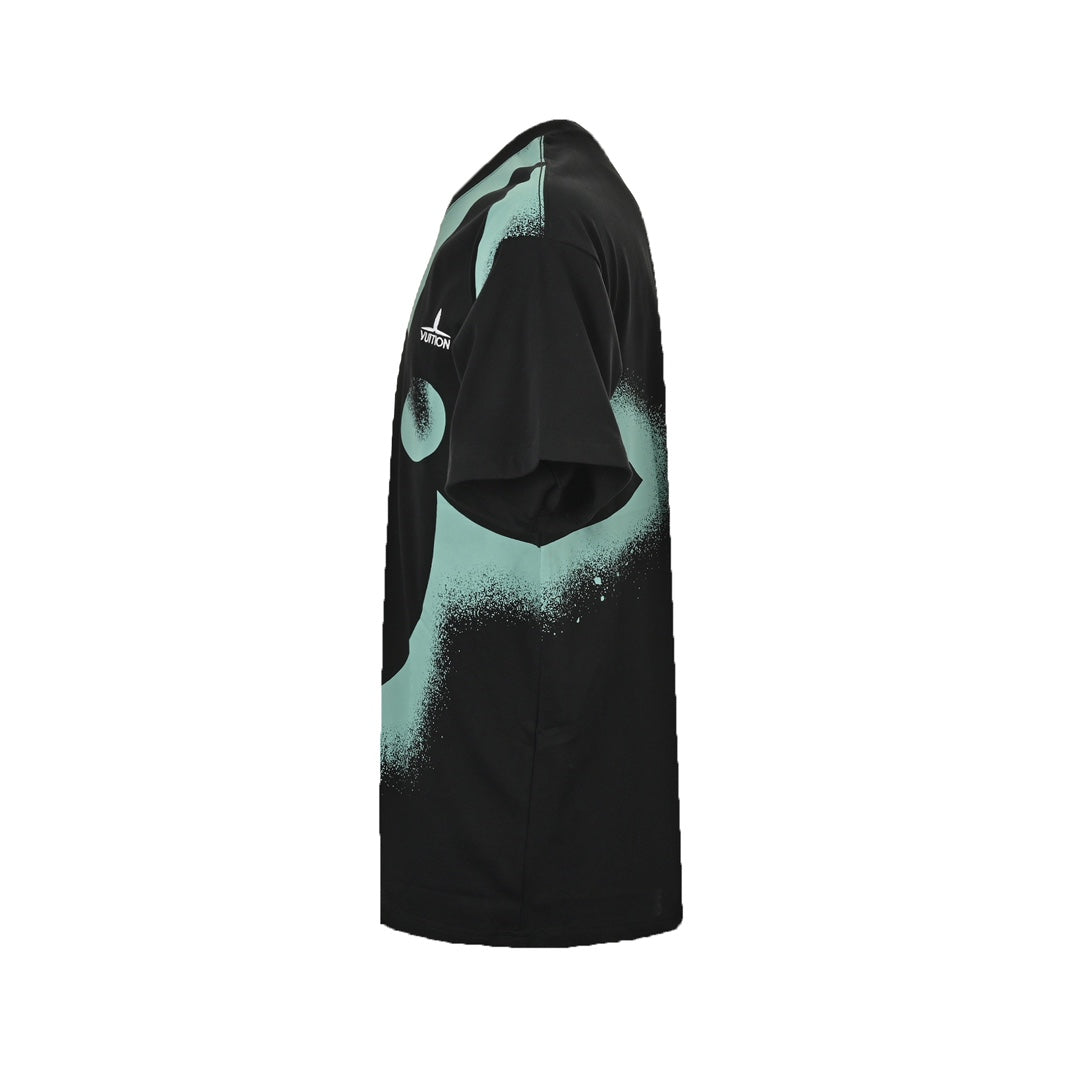 Kurze Ärmel mit vierblättrigem Kleeblatt-Kreuz-Print im Inkjet-Druckverfahren 