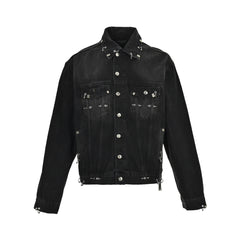 Veste en jean à bout effiloché et rivets