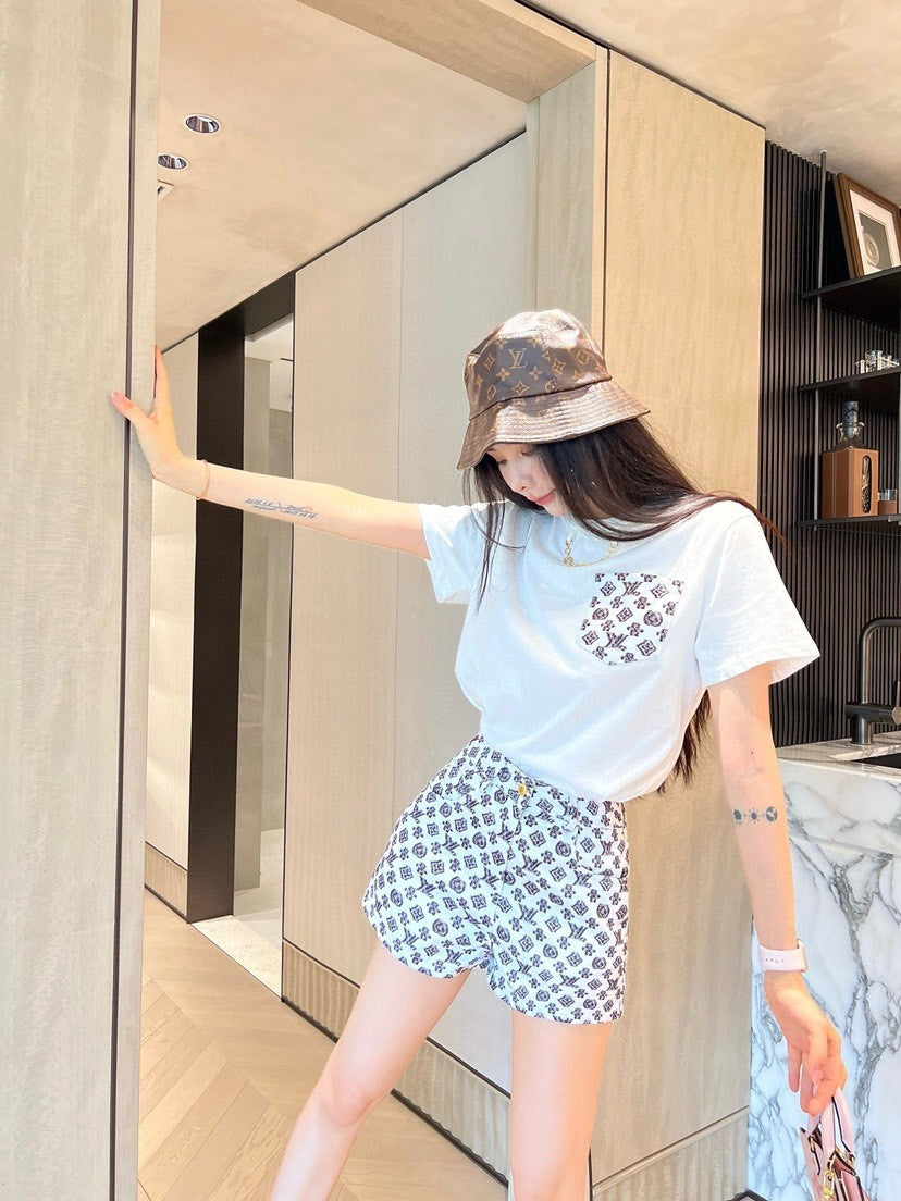 Monogram-Print A-Line Mini Skirt