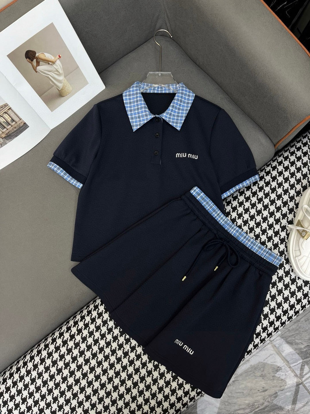 Gingham-Trimmed Polo Co-ord Sets