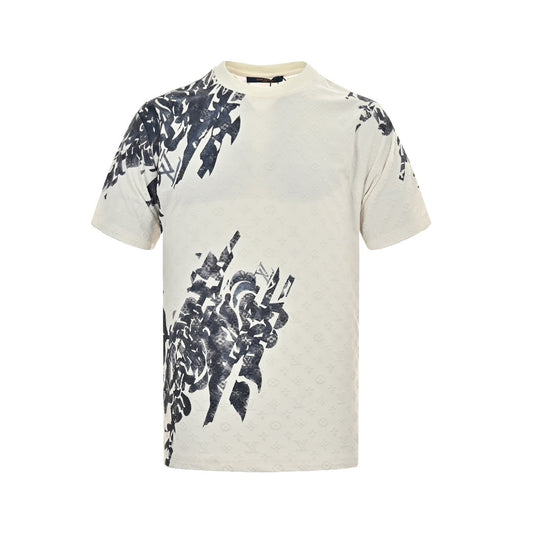 T-shirt graffiti jacquard à encre florale 
