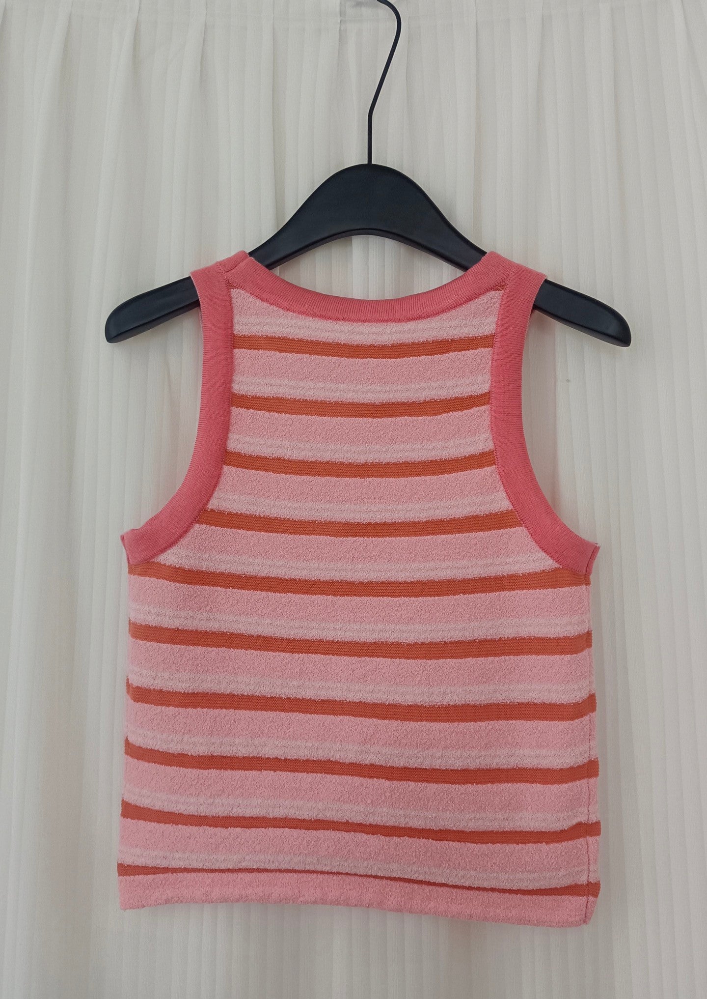 Débardeur rayé en tissu éponge avec mini emblème 