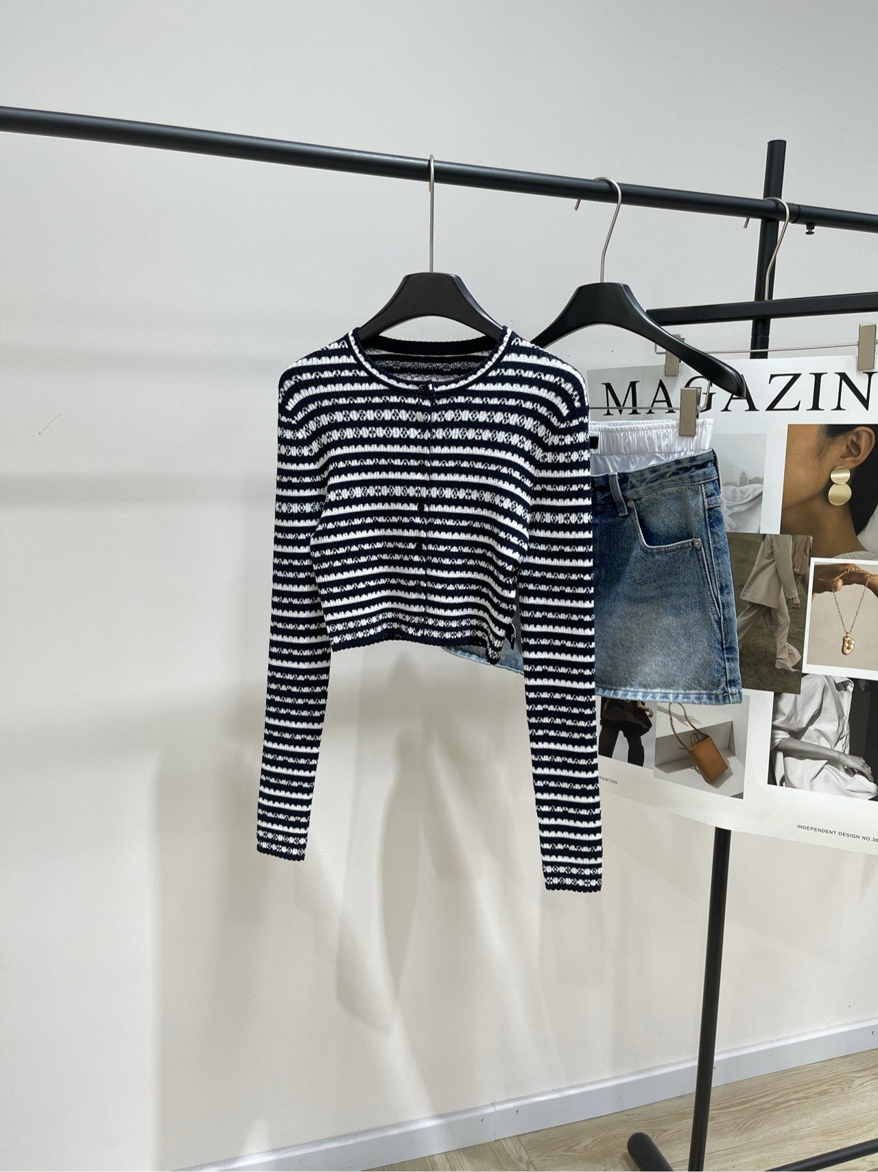 Monogram-Striped Knit Cardigan