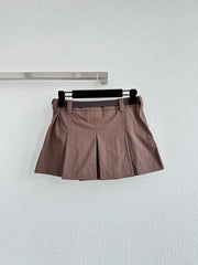 Lace-Accented Knit Tops + Tailored Taupe Pleated Skirt Set