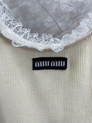 Lace-Accented Knit Tops + Tailored Taupe Pleated Skirt Set