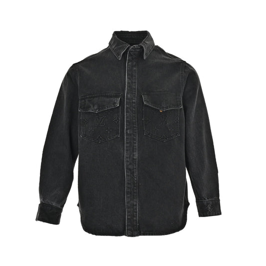 veste en jean à poche gaufrée