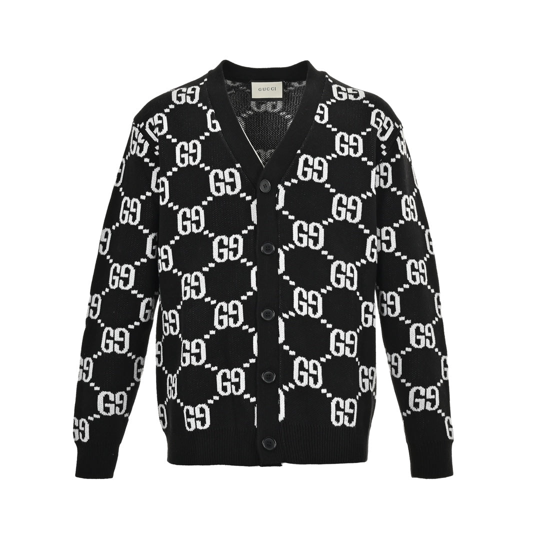 Cardigan pull jacquard Double G sur toute la surface