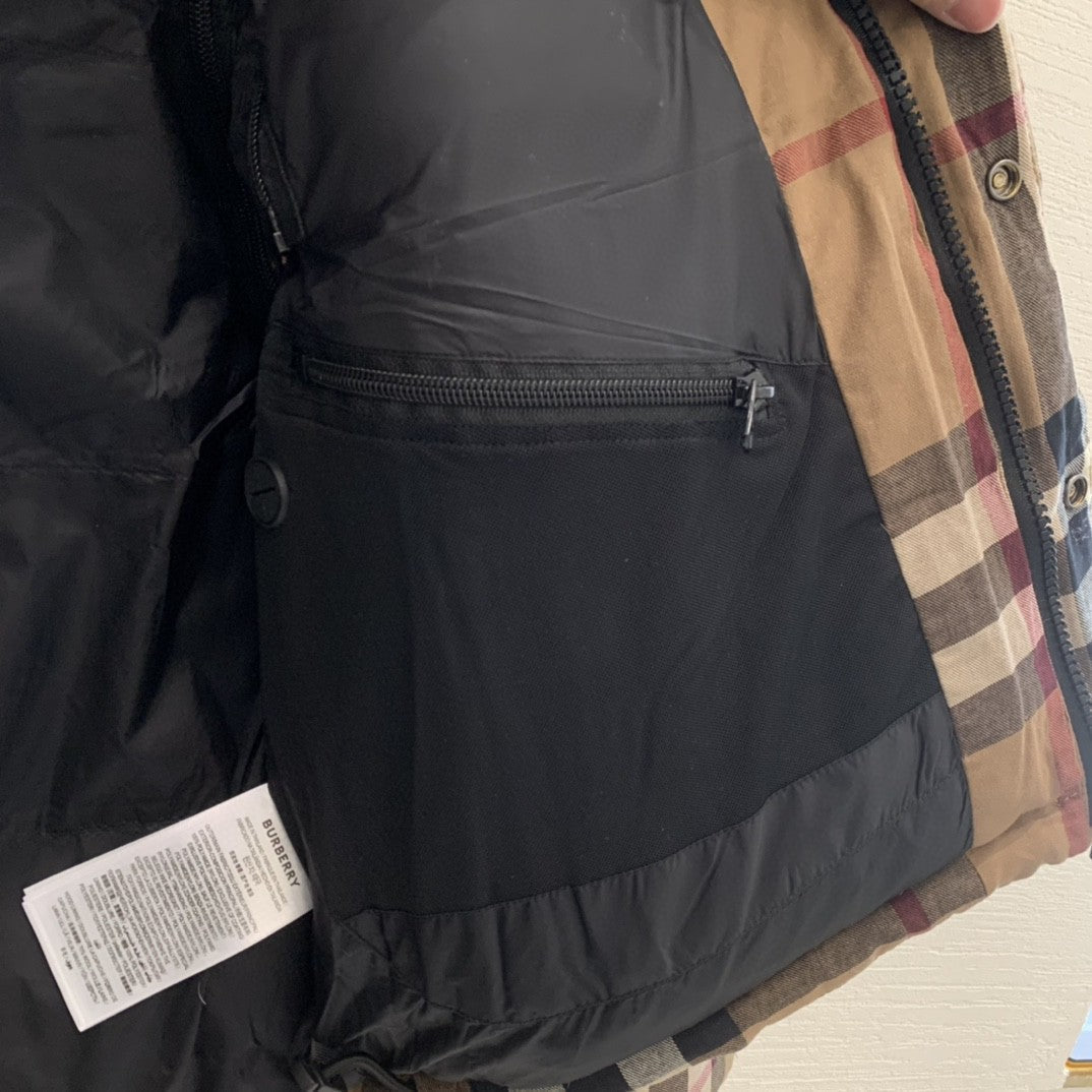 Doudoune femme classique à carreaux avec manches amovibles et fermeture éclair