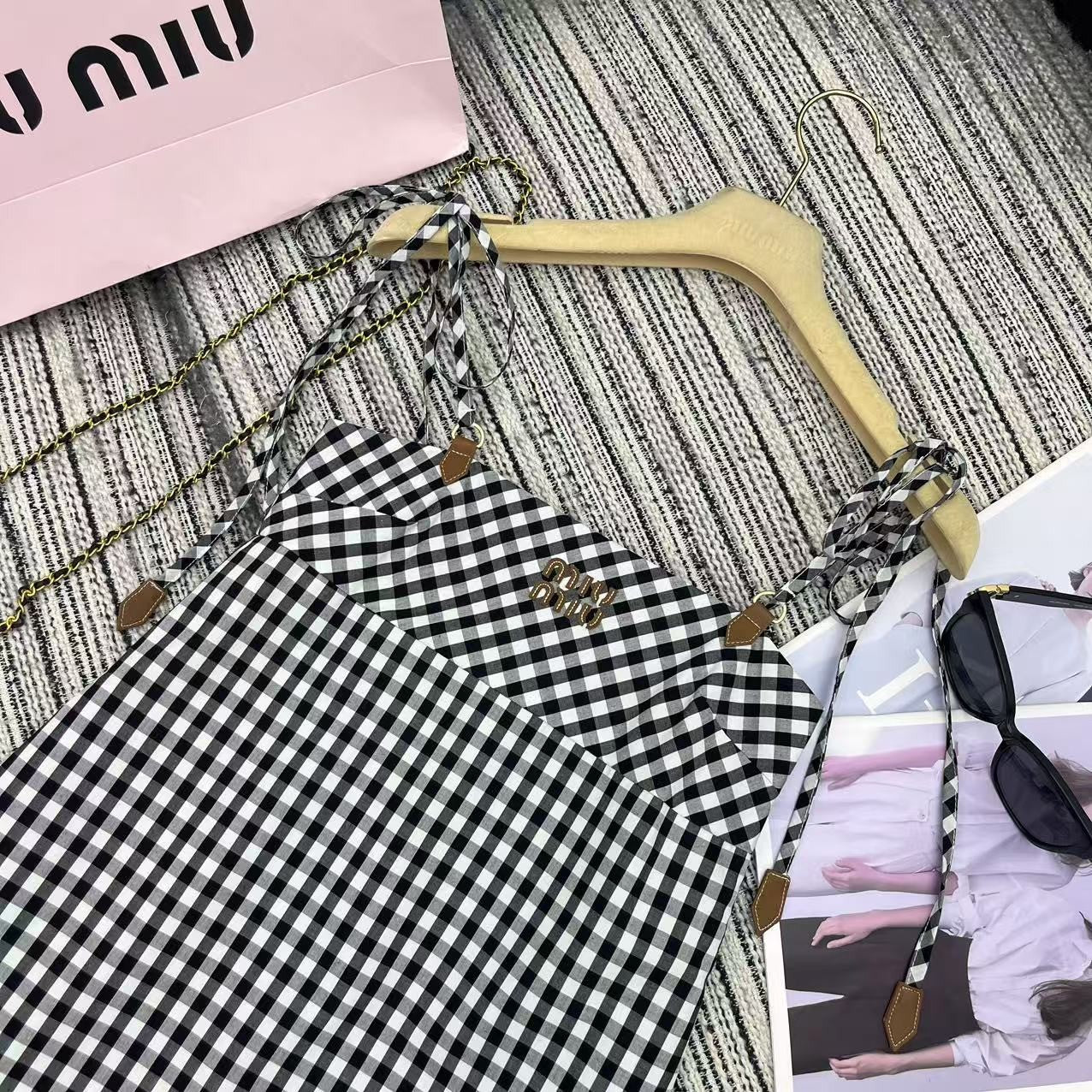 Robe nuisette à carreaux vichy noir et blanc