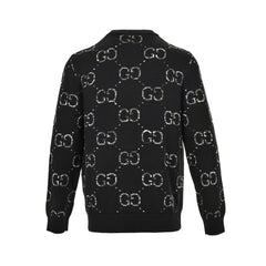Pull col rond avec logo jacquard dégradé sur toute la surface
